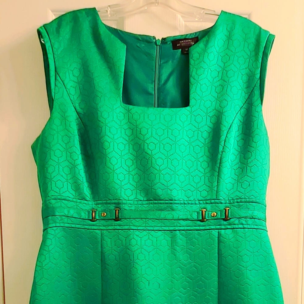 Tahari ASL Green Midi Sheath Dress size 14